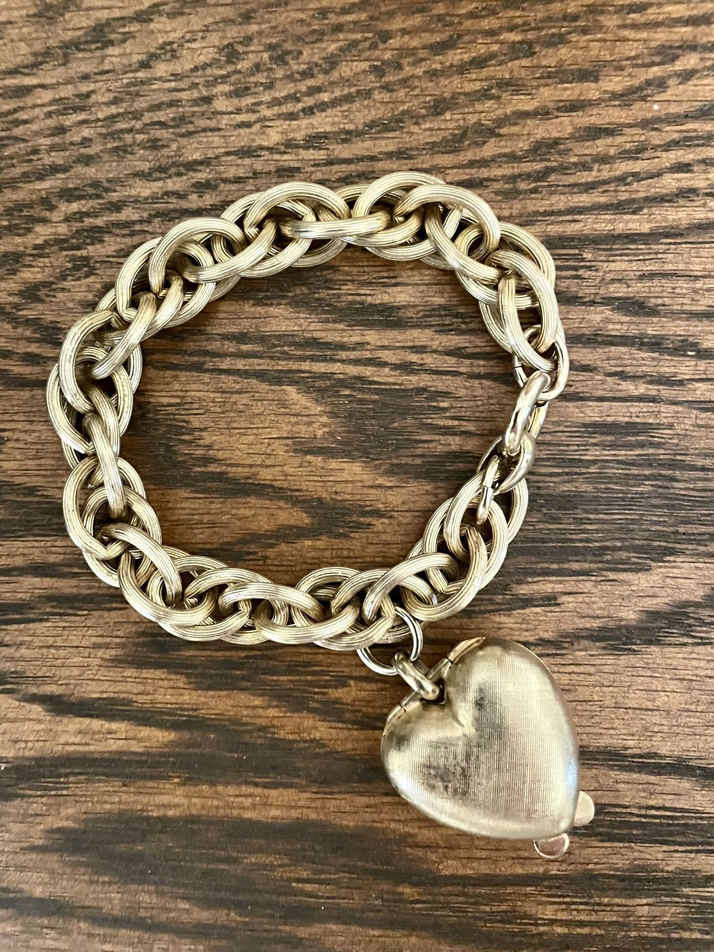 “Napier” Brand Thick Gold Plated Chunky Heart Locket Bracelet