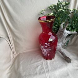 Beautiful Red Vase Made In Italy