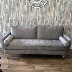 Grey Velvet Small Sofa 