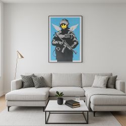 Banksy (English, born 1974) Flying Copper, 21st century Giclée on canvas Signature and edition