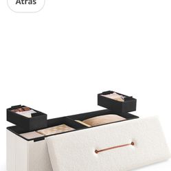 SONGMICS - Banco otomano de almacenamiento, baúl de almacenamiento, 15 x 43 x 15 pulgadas, taburete para reposapiés, banco de extremo de cama, carga d