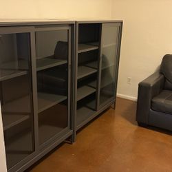 Bookshelves (metal and glass)