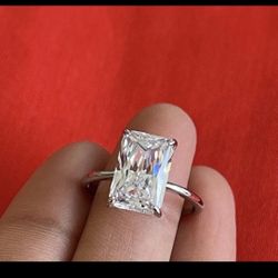 925 Sterling Silver Rectangle Ring Size 8 #