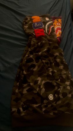 Authentic BAPE Color Camo Tiger Shark Wide Full Zip Double Hoodie XL (Fits L) – Needs Zipper Repair