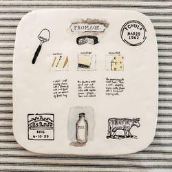 Vintage Rae Dunn Magenta Ceramic Cheese Board Platter Fromage Collector 12” Square EUC