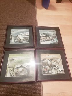 Four Chinese Print Artwork, Seasonal Designs