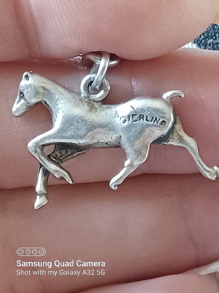 Vtg.Solid Sterling Silver " Running Horse" Charm