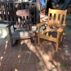 Pair Of Arts And Crafts Rocking Chairs