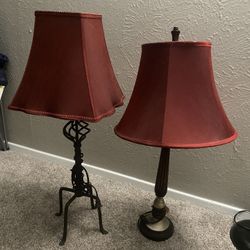 Two vintage velvet Red Lamps