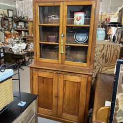 Antique Wood Cupboard Kitchen Hutch