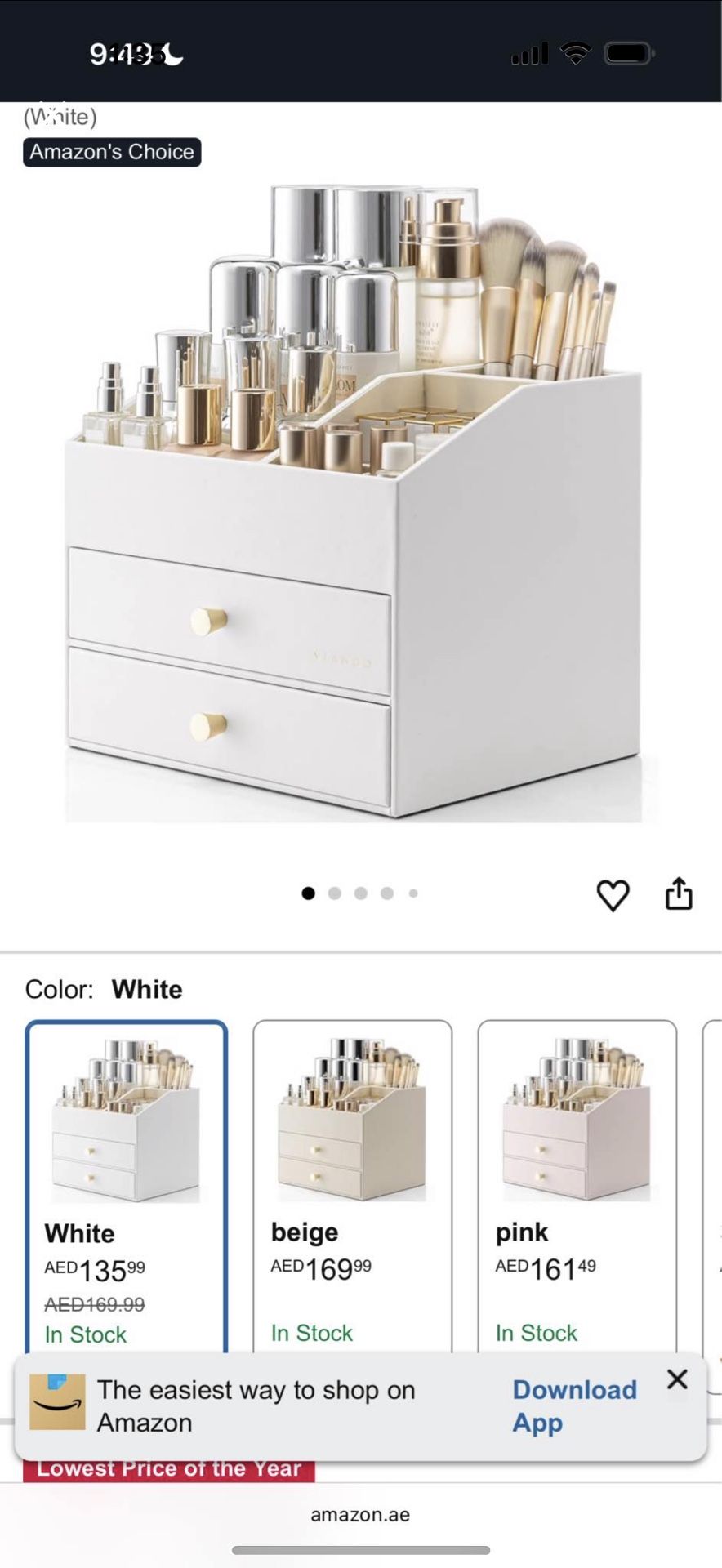 Christmas Gift Idea For Her VLANDO Makeup Organizer for Vanity,Large Capacity Countertop Organizer with Drawers, PU Leather