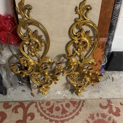  Gold Five Candle Wall Sconce With Side Piece 