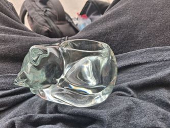 Clear Glass Cat-Shaped Votive Candle Holder