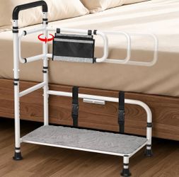 Bed Steps for High Beds for Adults/Elder,360° Anti-Fall Bed Armrest 47-50" Adjustable Height,Heavy Duty Steel Pedal,Non-Slip Carpet,Load-Bear 800lb Ne