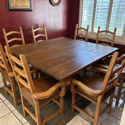 Wooden Dining Table + 8 Chairs