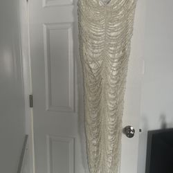 Nicola Pearl Fringe Maxi Dress  