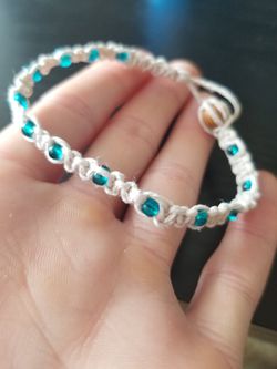 Handmade hemp and glass bead bracelet