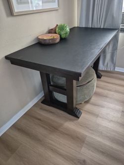 Dark Wood Trestle Dining Table