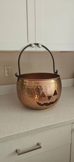 Hammered Copper Jack-o-Lantern Candy Bucket