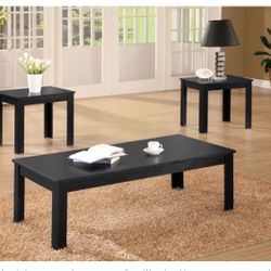 New three piece coffee table set black,brown or gray $100 ea set 