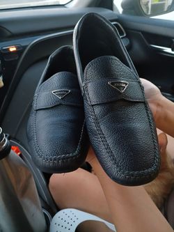 Men's Prada Vitello Rubberized Leather Driving Loafers (Size  12)
