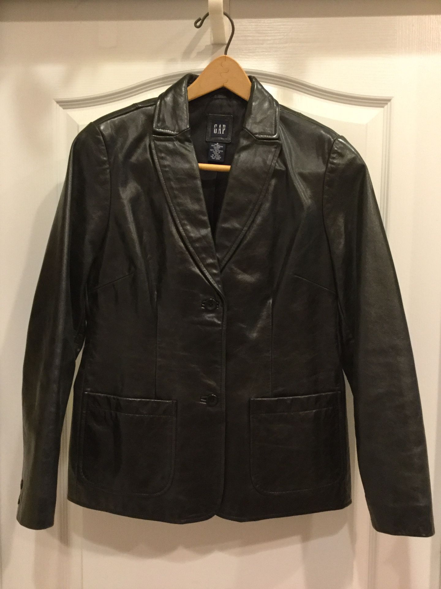 Gap Black Leather Jacket, size Small