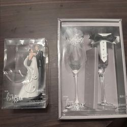 Wedding Cake Topper & Glasses