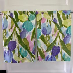 Set of 2  vintage Cannon Royal Family standard size pillowcases.  "Tulip Sunday" watercolor pattern Beautiful colors