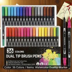 36 Colors Dual Tip Brush Marker Pens Set