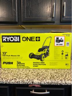 RYOBI ONE+ 18V 13 in. Cordless Battery Walk Behind Push Lawn Mower with 4.0 Ah Battery and Charger