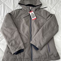 NWT Tommy Hillfiger Womens Size M Full Zip Hoodie Grey Heavyweight Softshell