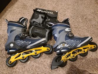 Moto Size 12 Men's Space Rollerblades And Pad Set