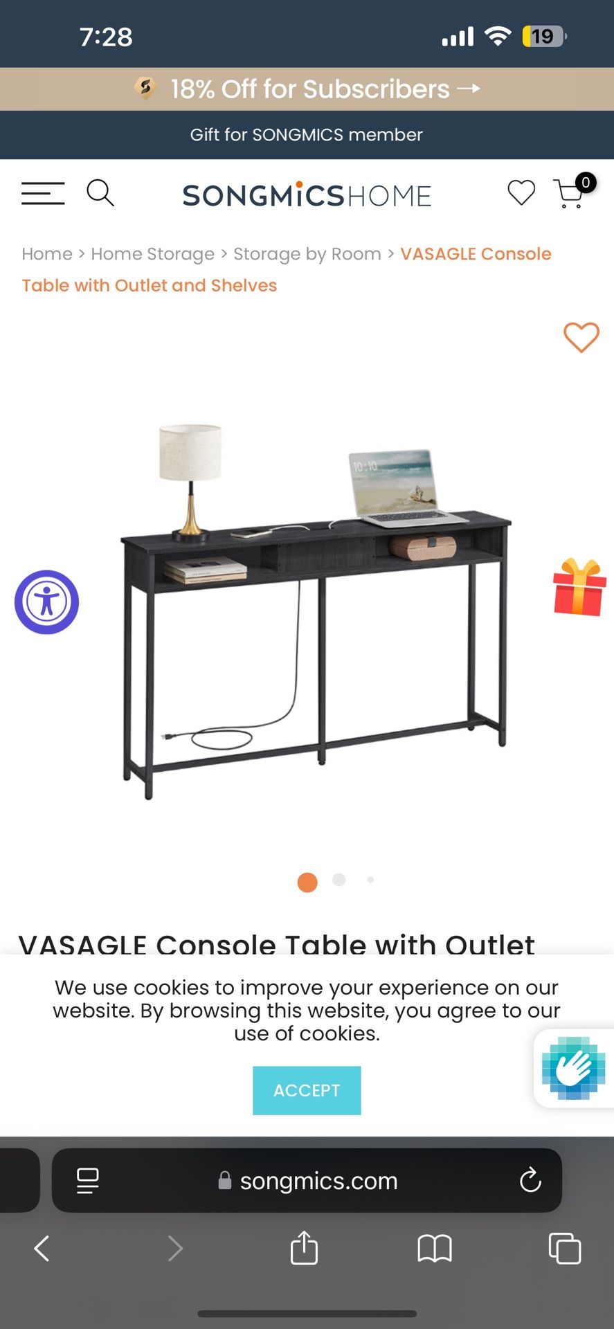 Vasagle Console Table With Outlet
