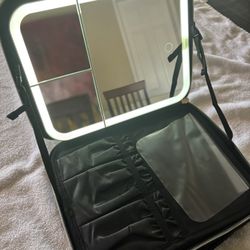 Travel Makeup Case With LED mirror Three Color Cosmetic Box Organizer Vanity Case 
