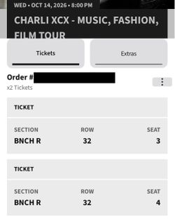 Charli xcx - Tickets 10/14 Viejas Arena, San Diego