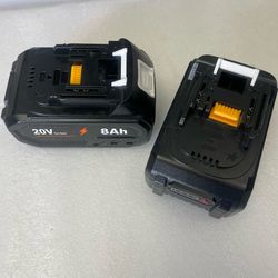 2 Pack 8.0 Ah  Battery - 18V  Lithium Replacement battery for Makita