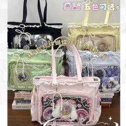 Japanese Style Transparent Ita Bag, Anime Convention Pin Display Bag, Everyday Plush Doll Bag, Women’s Student School & Commute Tote Bag, Crossbody Sh