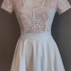 Pale pinkish/nude with white lace open back sz M Dress