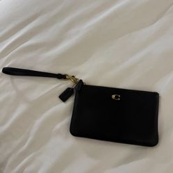 Coach Women's Polished Pebble Small Wristlet Black