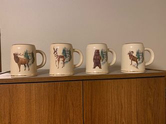 Vintage Olympia Beer Wildlife Series Steins (Set of 4) — Excellent Condition