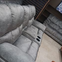 *Ad Special*---Barcelona Classic Gray Fabric Reclining 3 Piece Sets---Delivery And Easy Financing Available🙌