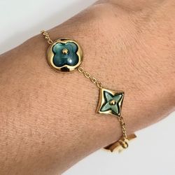 18k Gold Charm Bracelet Band Chain Gift