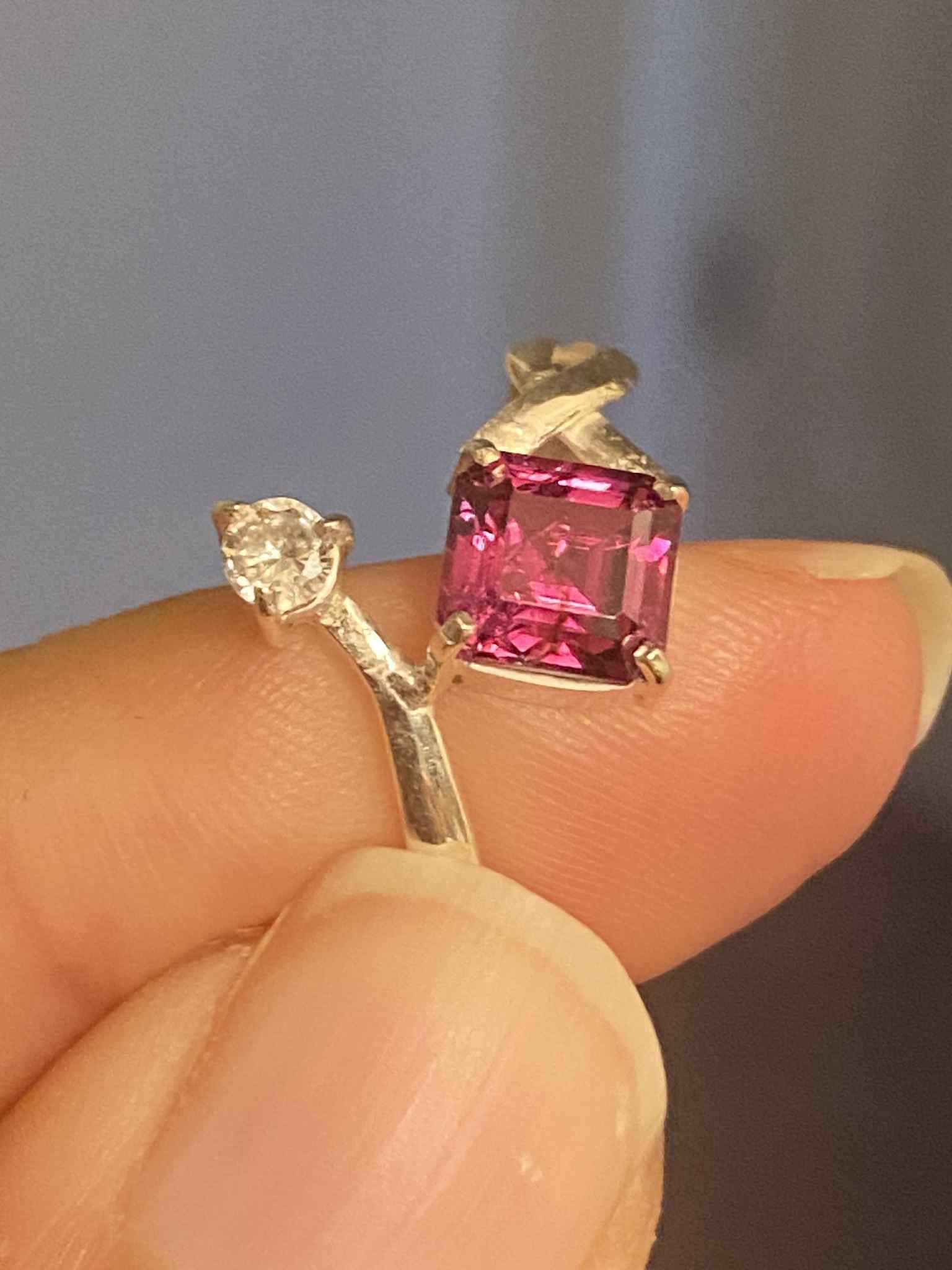 Handmade Beautiful Natural Garnet & Zircon Gemstone Pure 925 Silver Ring