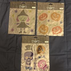 Happy Halloween Window Gel Clings - Witch, Pumpkins, or Skulls - $5 each