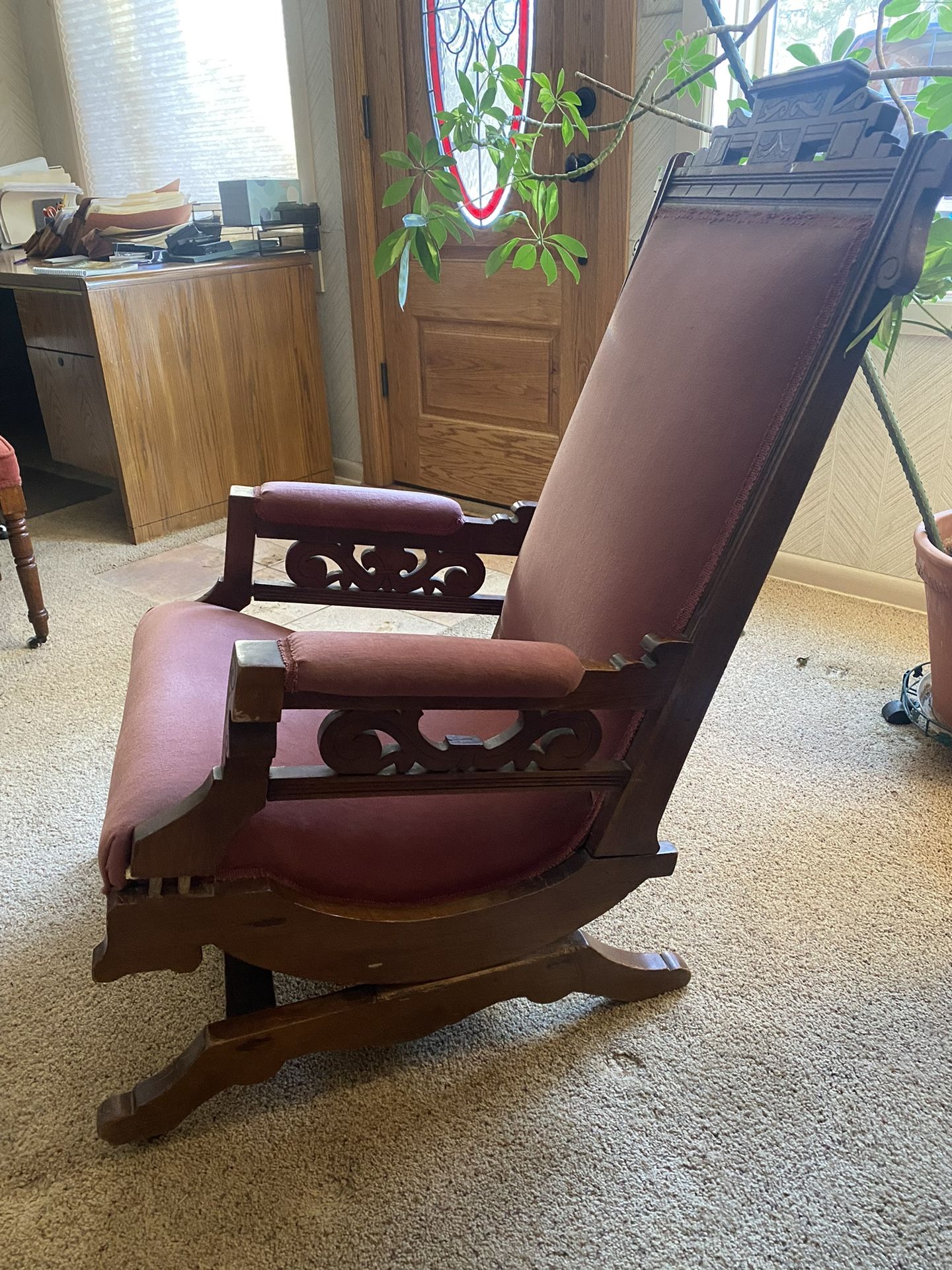 Antique Victorian Eastlake Platform Rocking Chair