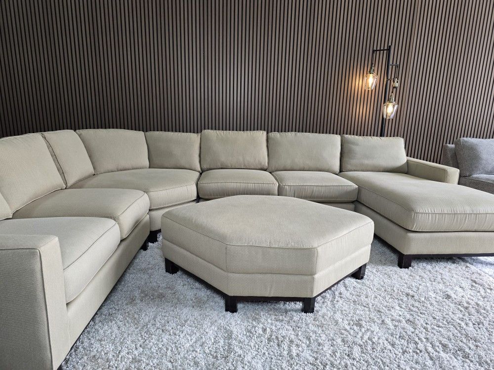 Modern 5 Piece Selden's Furniture Chaise Sectional with Matching Ottoman
