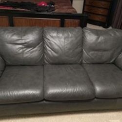 Leather Couch With Ottman