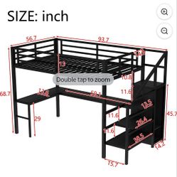 Full Size Loft Bed With Desk And Storage 
