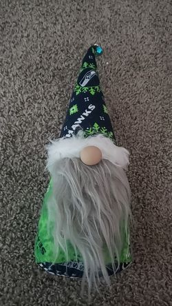 Homemade Christmas stuffed seahawk gnome