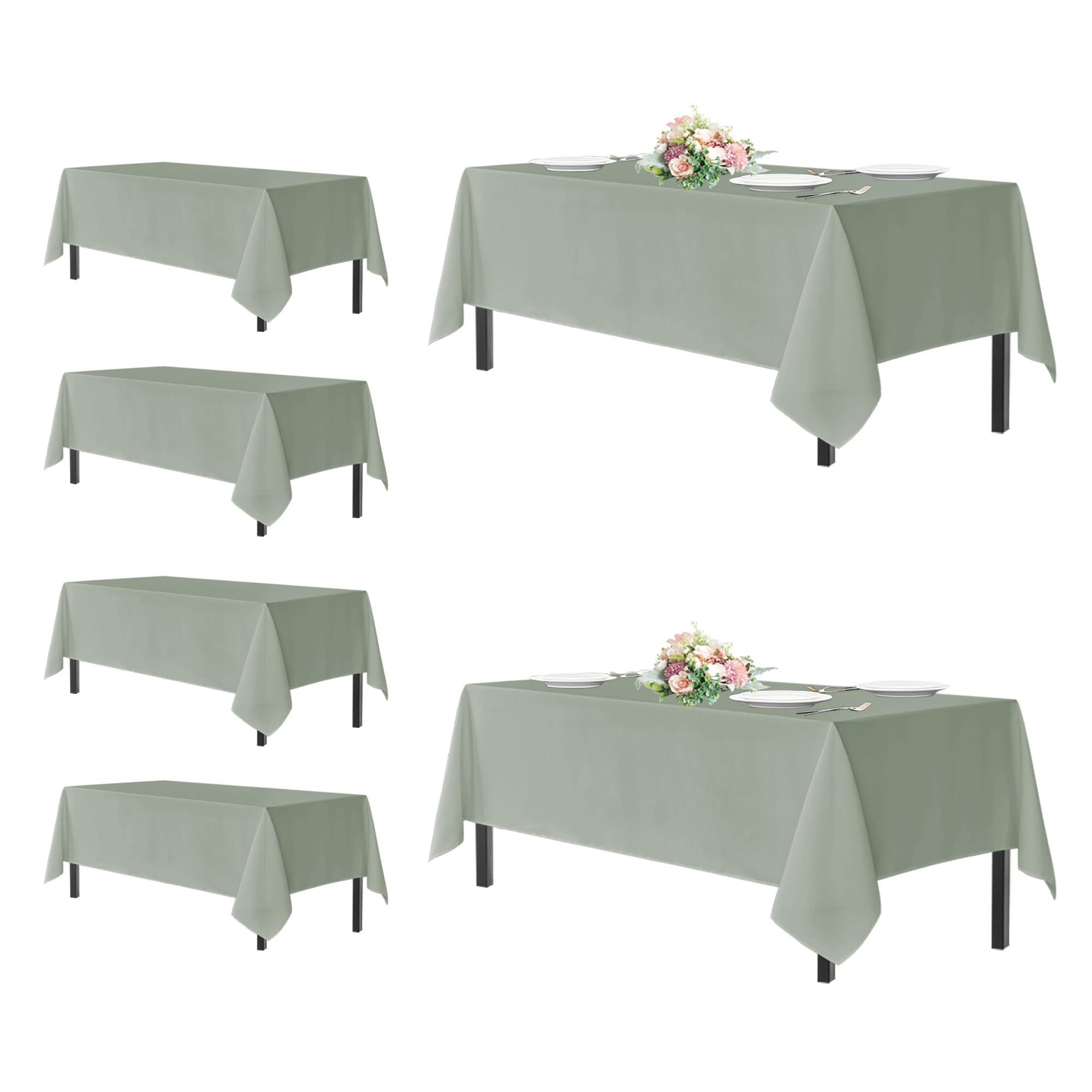 Sancua Rectangle Tablecloths For 6 Foot Tables, 6 Pack - Washable Polyester Fabric Table Cloth For Wedding Party, Birthday, Banquet Reception, 54x108